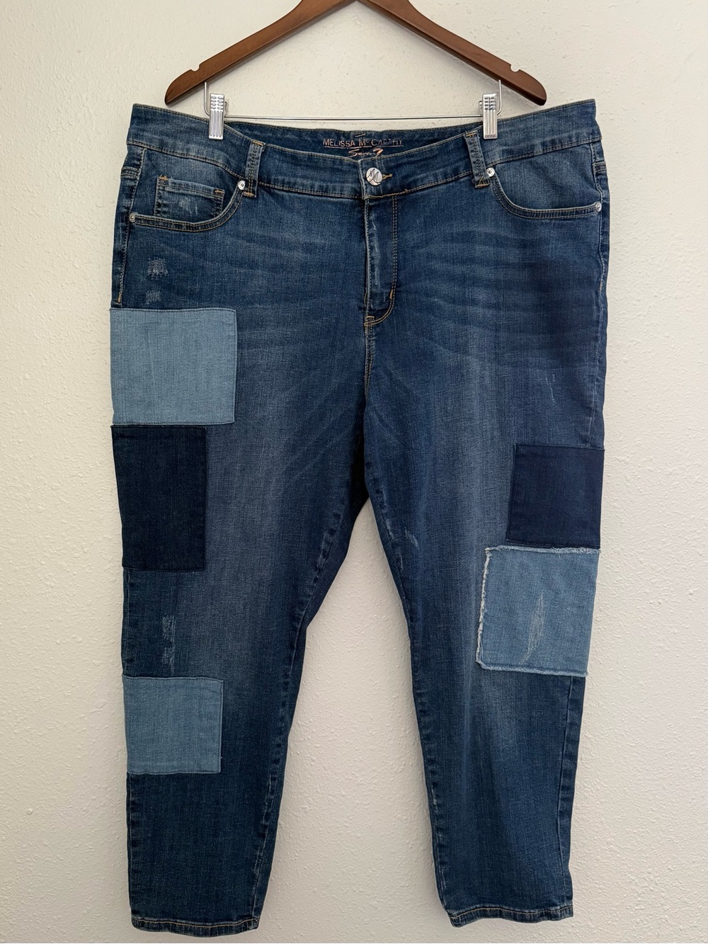 Melissa McCarthy Seven7 Patchwork Girlfriend Jeans Stretch Denim Women’s Size 20